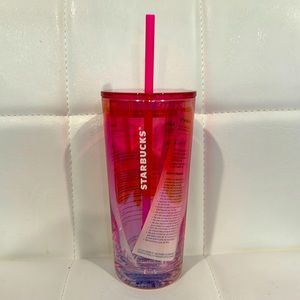 18oz glass pink chrome Starbucks tumbler